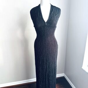 Vintage Jessica McClintock/GunneSax Black Sparkly Dress with Silver Details